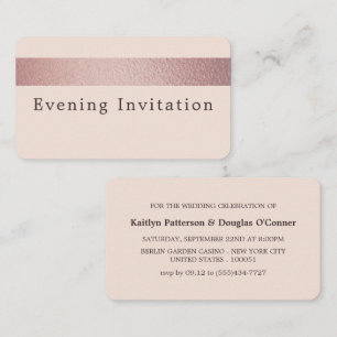 Rose Gold Foil Stripe, Evening Event Ticket Invite