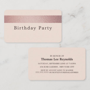 Rose Gold Foil Stripe, Pink Birthday Party Ticket
