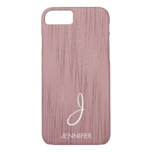 Rose Gold Foil Striped Pattern Monogram Case-Mate iPhone Case