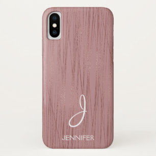 Rose Gold Foil Striped Pattern Monogram Case-Mate iPhone Case