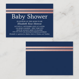 Rose Gold Foil Stripes, Blue Baby Shower Ticket