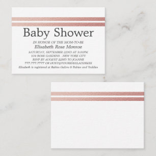 Rose Gold Foil Stripes, White Baby Shower Invite