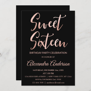 Rose Gold Foil Sweet 16 Sixteen Birthday Invitation