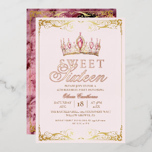 Rose Gold Foil Sweet 16 Sparkle Birthday