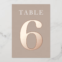 Rose Gold Foil Table Number