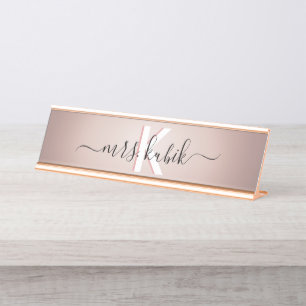 Rose Gold Foil Teacher Desk Name Plate