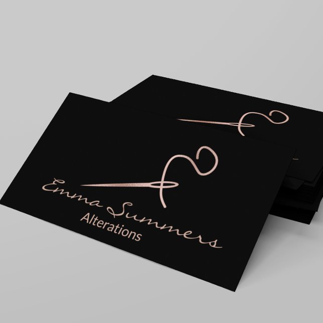 Rose Gold Foil Thread Needle Sew Alterations Business Card (Creator Uploaded)