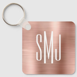 Rose Gold Foil Three Letter Monogram Key Ring