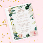 ROSE GOLD FOIL Tiara Pink Floral Sweet 16<br><div class="desc">ROSE GOLD FOIL Sweet Sixteen Floral Tiara Blush Pink Invitation 
More pretty Sweet 16 Invitations in the Little Bayleigh Store!</div>