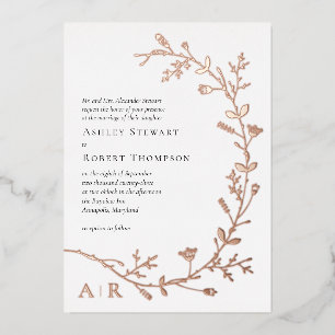 Rose Gold Foil Vine Scroll Wedding Invitation, 