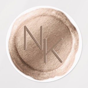 Rose Gold Foil Wax Seal Initials Wedding Monogram