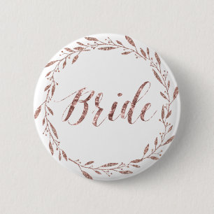Rose Gold Foil Wedding Buttons Wreath Bride