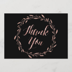 Rose Gold Foil Wedding Thank You Cards Black