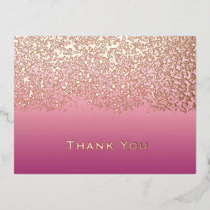 Rose Gold Foil Wedding Thank You  Foil Holiday Postcard
