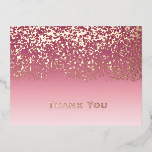 Rose Gold Foil Wedding Thank You  Foil Holiday Postcard
