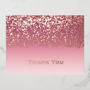 Rose Gold Foil Wedding Thank You Holiday Postcard