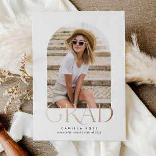 Rose Gold Foil White Modern Minimalist Graduation