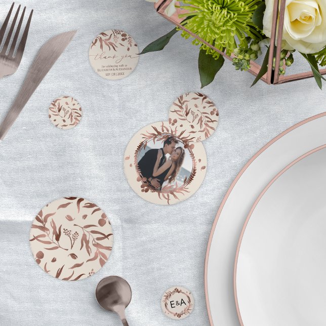 Rose Gold Foil Wildflower Spring Monogram Wedding Confetti (Creator Uploaded)
