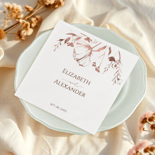Rose Gold Foil Wildflower Spring Wedding Napkin