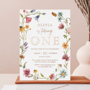 Rose Gold Foil Wildflower Theme Girl 1st Birthday