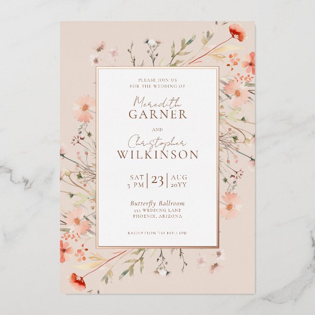 Rose Gold Foil Wildflower Wedding (Front)