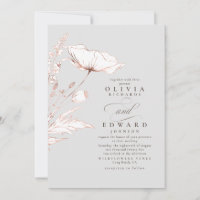 Rose Gold Foil Wildflowers Light Grey Wedding