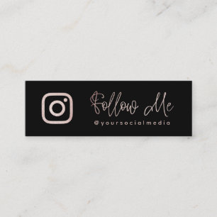 Rose Gold Follow Social Media QR Code Mini Business Card