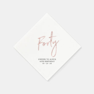 Rose Gold Forty Modern Adult 40th Birthday Party Napkin