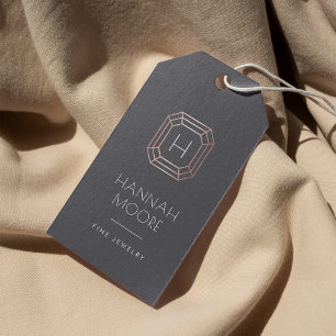 Rose Gold Gem Monogram Logo   Jewellery Hang Tags