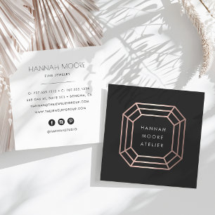 Rose Gold Gemstone Logo   Jewellery Design Square Business Card