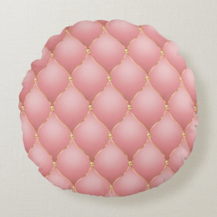 Rose Gold Gemstone Tufted Round Pillow
