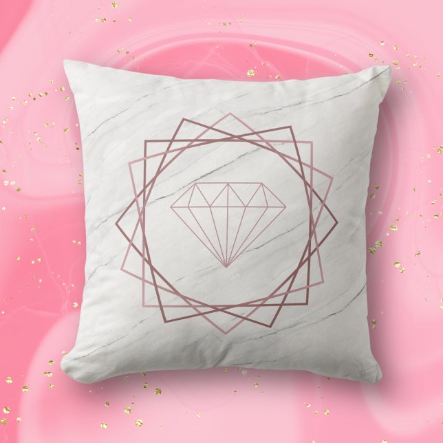 Rose Gold Geometric Diamond Marble Cushion (Creator Uploaded)
