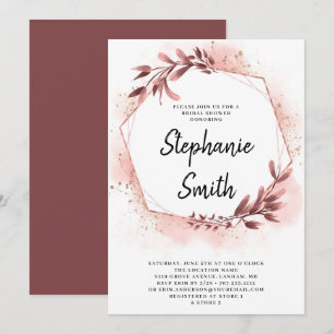 Rose Gold Geometric Floral Bridal Shower Invitatio Invitation