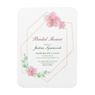 Rose Gold Geometric Floral Bridal Shower Magnet