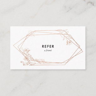 Rose Gold Geometric Floral Referral Card