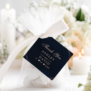Rose Gold Geometric Midnight Blue Thanks Favour Ta Tags