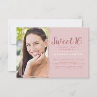 Rose Gold Geometric Photo Sweet 16 Birthday