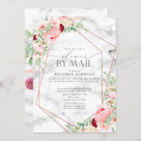 Rose Gold Geometric Pink Floral Bridal Shower Mail