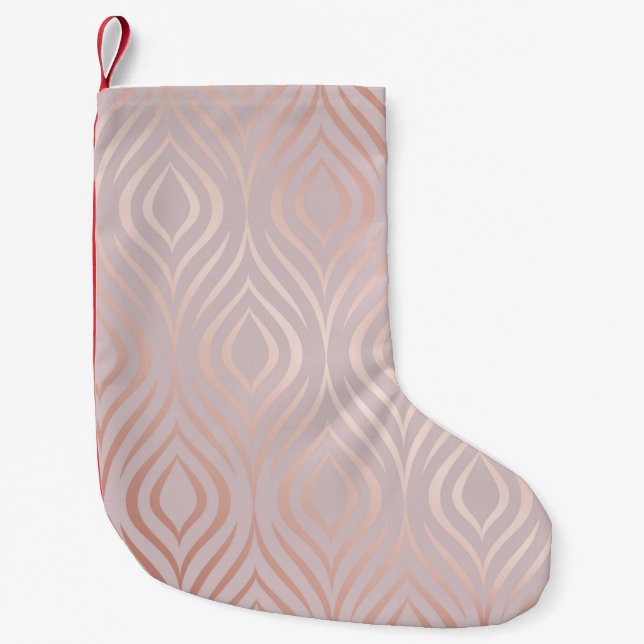 Rose gold geometric seamless pattern small christmas stocking (Front)