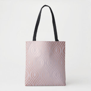 Rose gold geometric seamless pattern tote bag