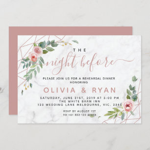 Rose gold geometric the night before invitation