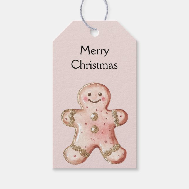 Rose Gold Gingerbread Cookie  Gift Tags (Front)