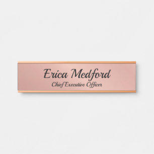 Rose Gold Girly Blush Pink Door Sign
