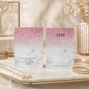 Rose Gold Girly Glitter Modern necklace earrings Business Card