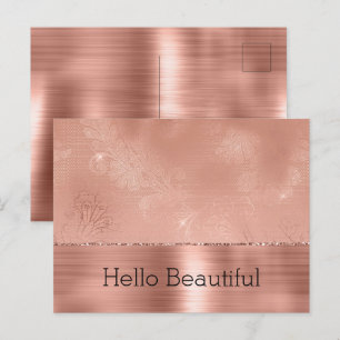 Rose Gold Girly Lace Postcard