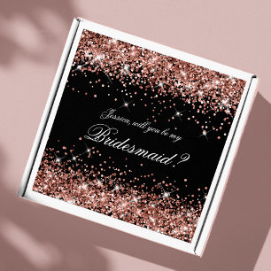 Rose Gold Glam Black Bridesmaid Proposal Gift Box