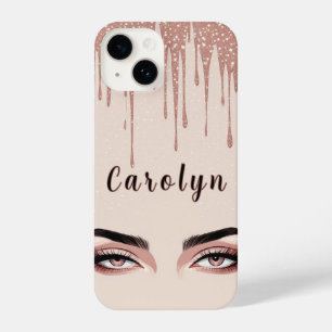 Rose Gold Glam Drip ✨ Feminine Eye Chic Sparkle iPhone 14 Case