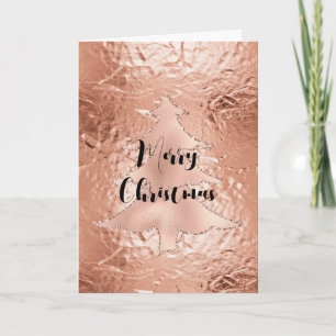 Rose Gold Glam Glitter Christmas Tree Card