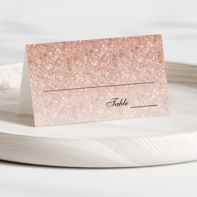 Rose Gold Glam Glitter Personalised Place Card (Creator Uploaded)