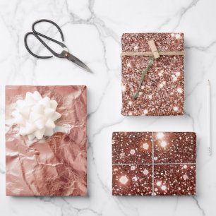 Rose Gold Glam Glitter Wrapping Paper Sheet
